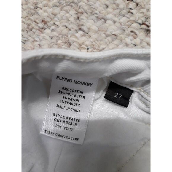 Flying Monkey High Rise Crop Skinny Two-Tone Raw Hem Distressed 27 - Picture 6 of 7